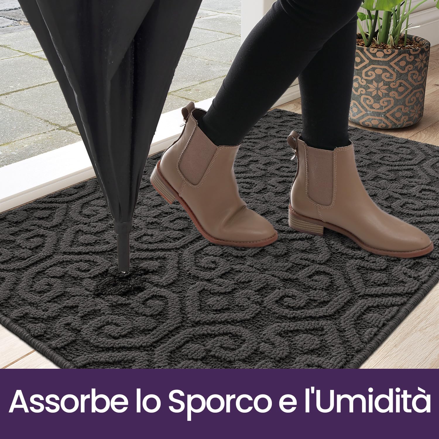DEXI Zerbino Ingresso Interno 60 x 90 cm, Grigio Carbone