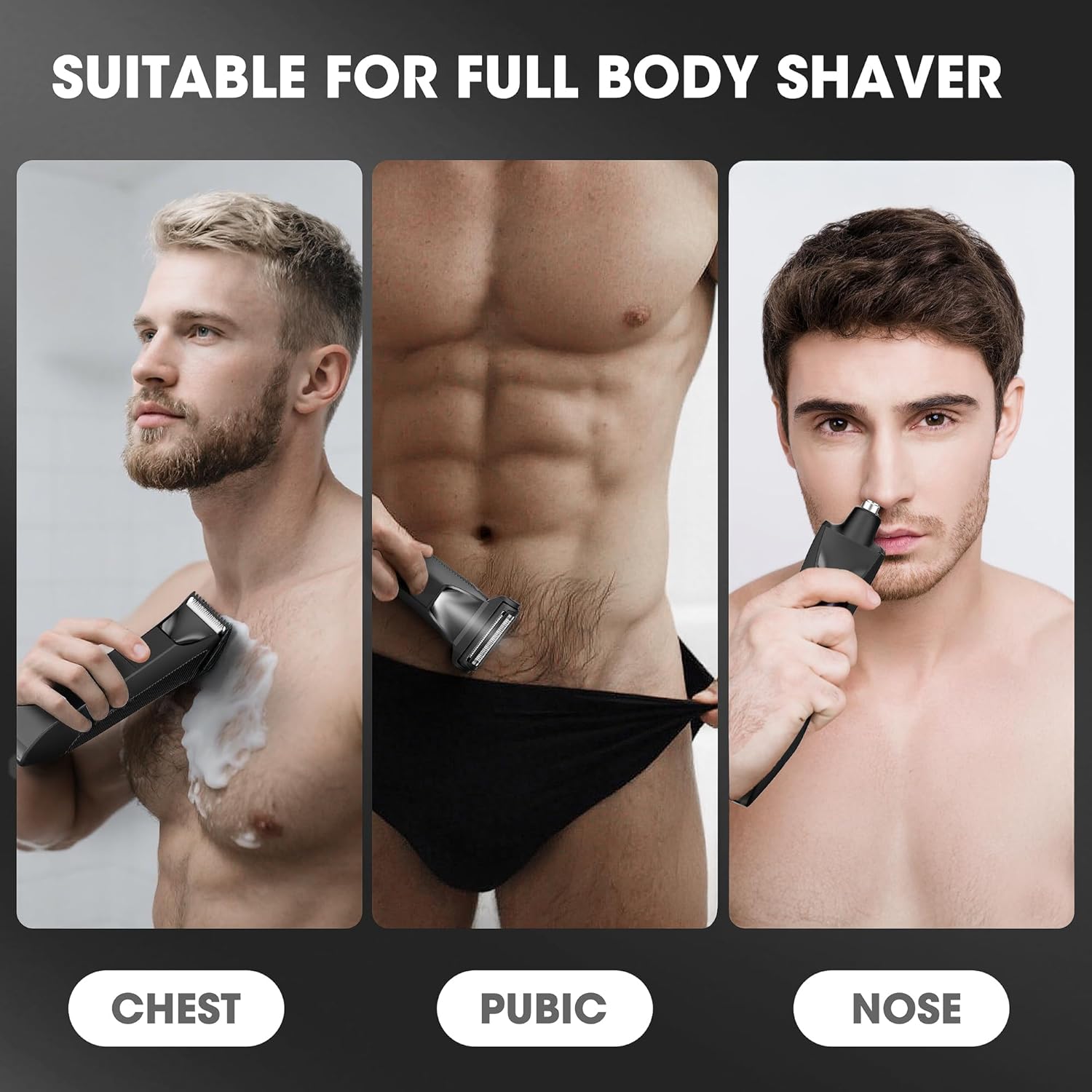 Manscape Body and Ball Trimmer for Men, Bald Head & Body Shaver, Mens Grooming Kits Pubic Groin Hair Trimmer, Body Groomer Electric Razors for Smooth Shaving, IPX7 Waterproof - Image 3