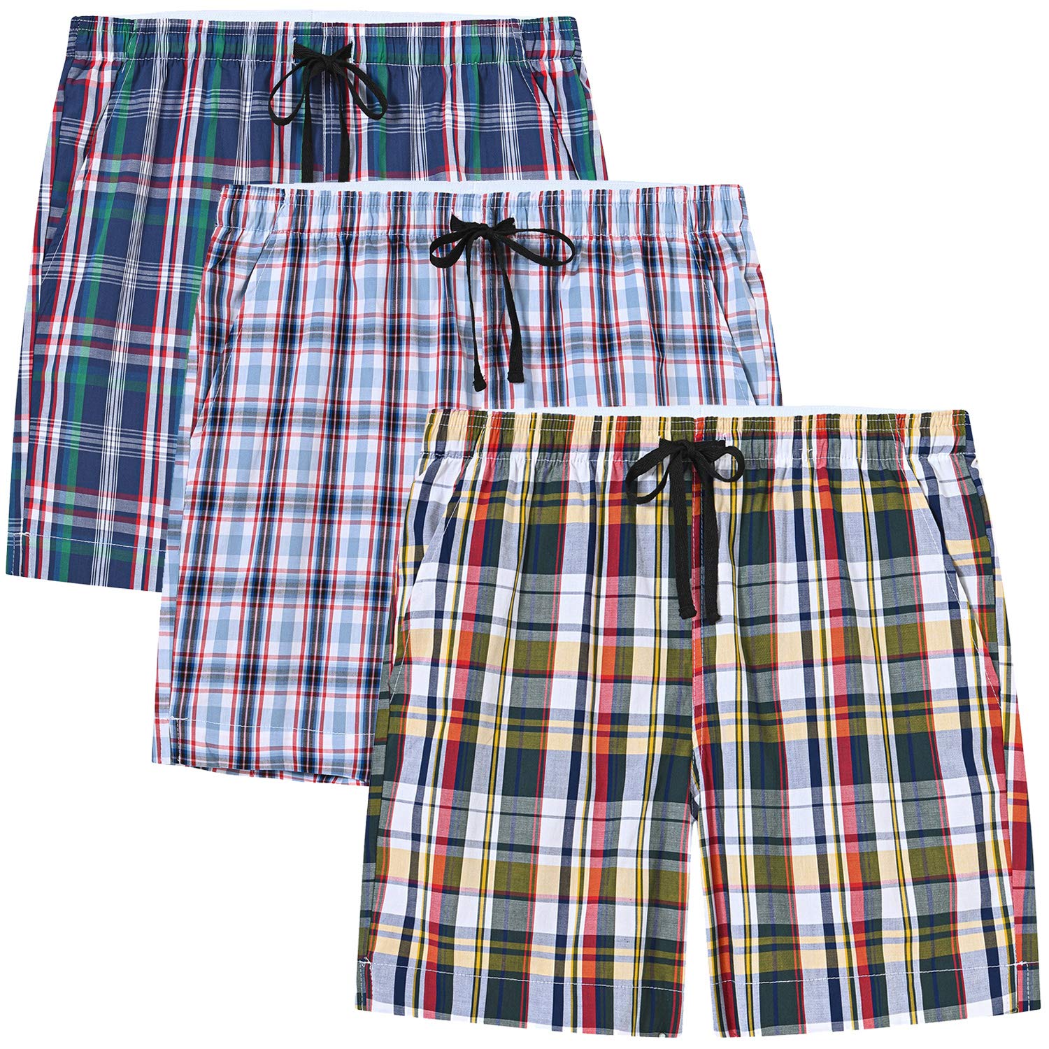 MoFiz Pantalones Cortos Pijama Verano Algodón Shorts a Cuadros para Niños 7-15 Años
