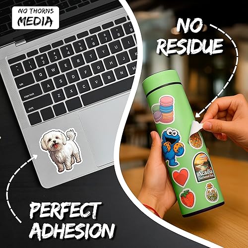 Miniatura 3 de No Thorns Media Adhesivo maltés resistente a la intemperie, calcomanía de vinilo pequeña impermeable para botella, libro de pasaporte, libro de