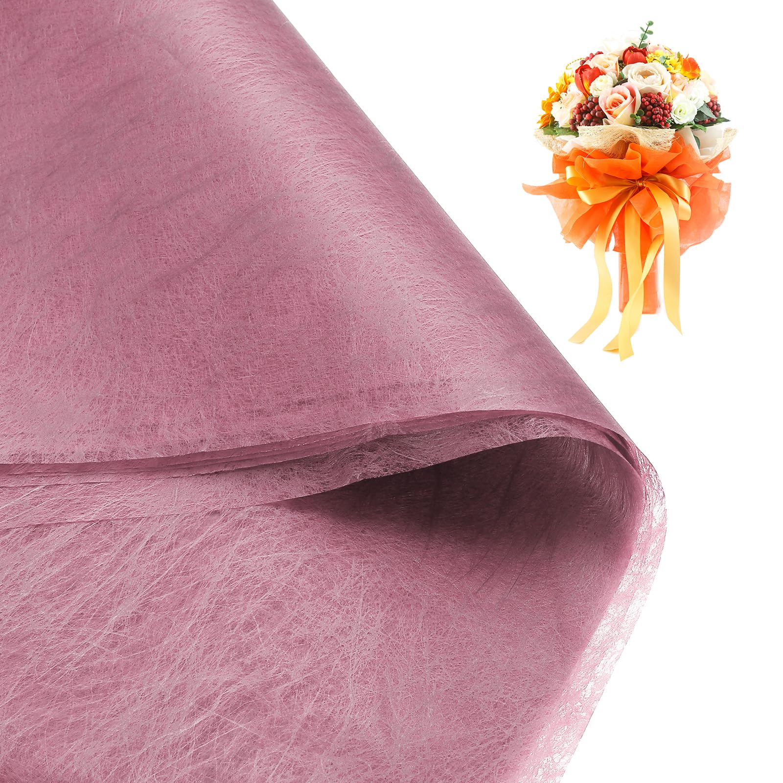 PATIKIL 20 Feuilles De Papier D'Emballage Floral, 22x22 Pouces, Style Coréen, Imperméable, Avec Ruban Pour Emballage De Cadeaux De Fleurs, Blanc Gris