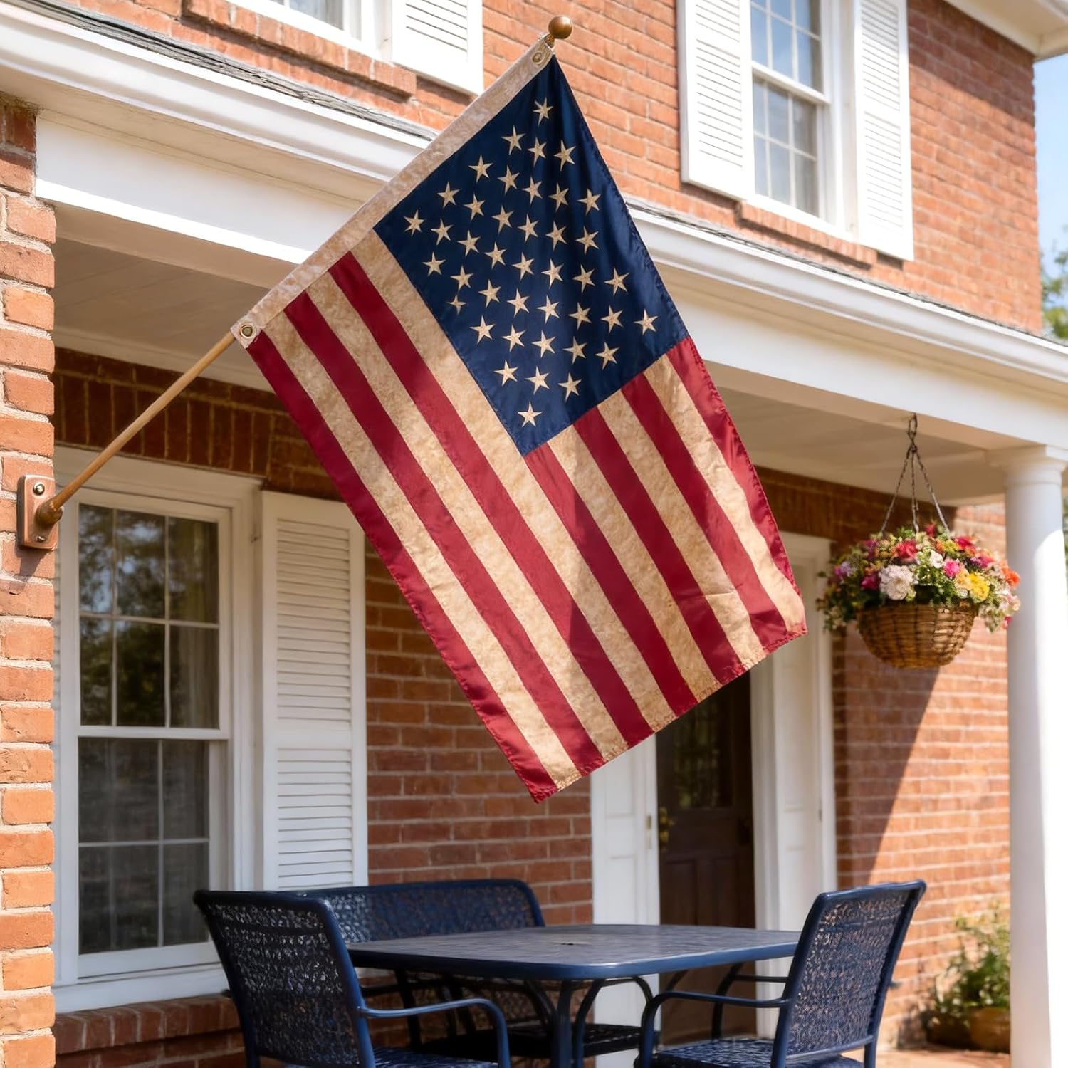 AMZFLAG Vintage American Flag 3x5 ft Tea-Stained Embroidered USA Flags 250th Anniversary Heavy Duty Antiqued US Flags for Outsided with 2 Brass Grommet 4th of July - Image 3