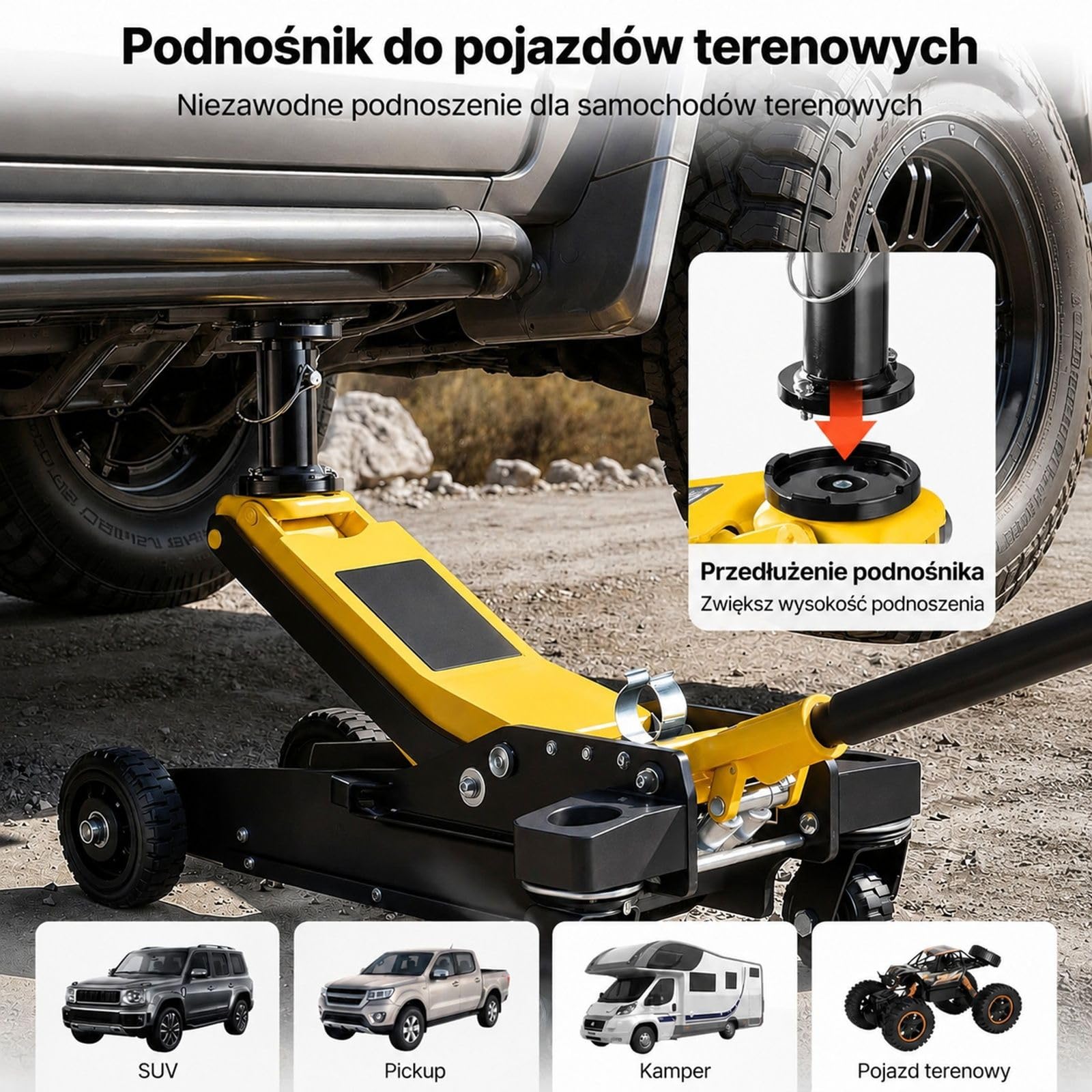 Hydrauliczny podnośnik samochodowy 3 t z konstrukcją aluminiowo-stalową, pompą dwutłokową do szybkiego podnoszenia i kolumną wysuwaną do SUV-ów i pickupów