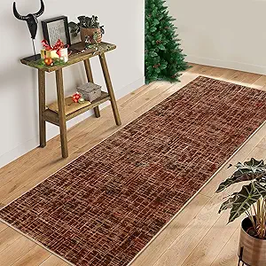 COZYLOOM Washable Runner Rug 2x6 Runner Modern Rug Non Slip Kitchen Rugs Abstract StripedIndoor Entryway Rug Soft Bathroom Rugs Stain Resistant Carpet for Hallway Laundry Bedroom 2'x6' Red