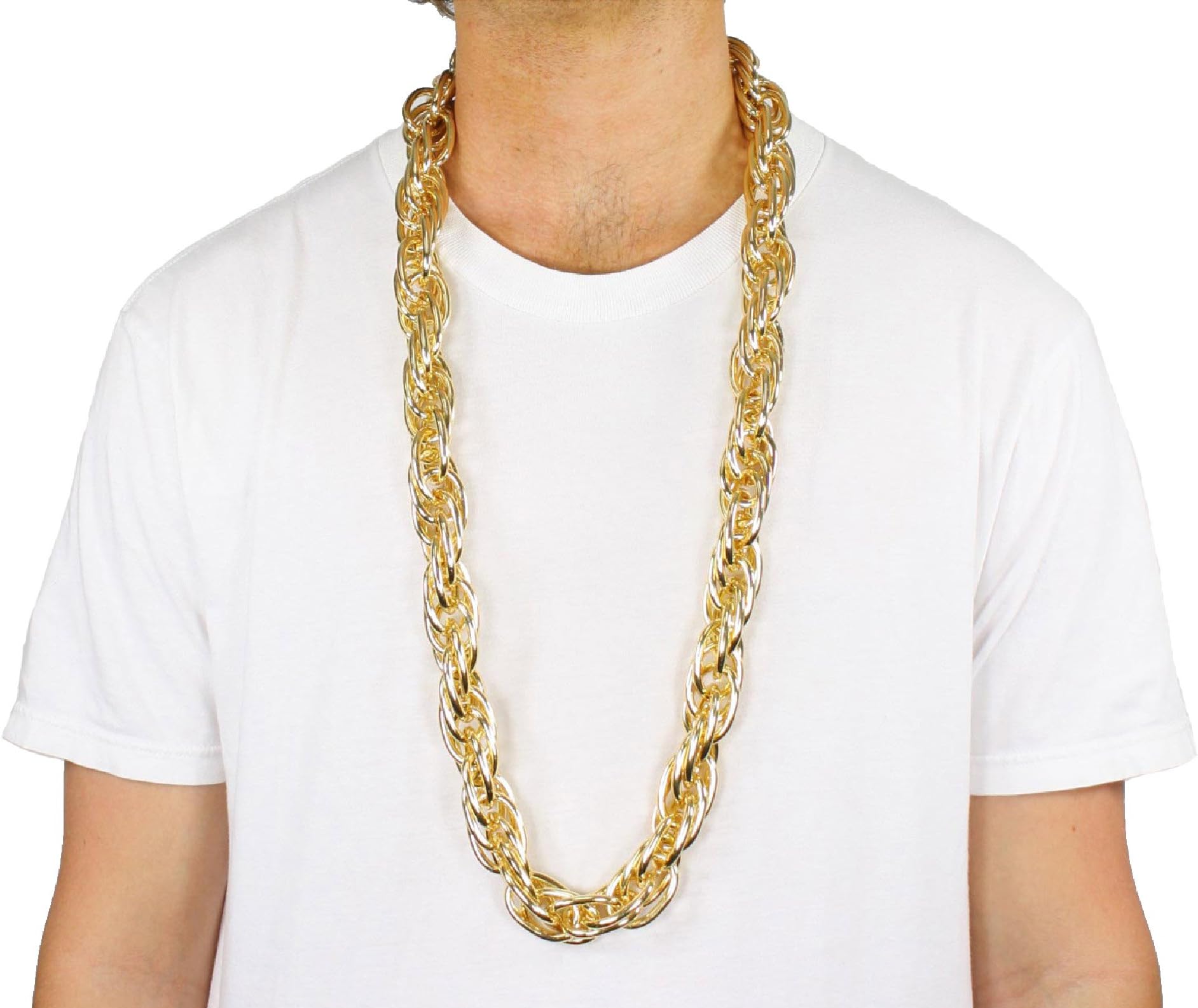 Largemouth 40" Heavy Rope Gold Pimp Chain Old School Rapper Costume Bling!! (Gold) For Men