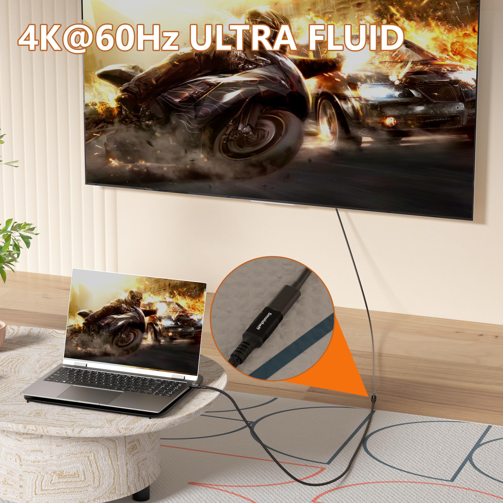 Câble d'extension USB C de 6 m, transfert de données extra long de 20 Gbit/s, charge de 100 W, vidéo 4K @ 60 Hz, cordon d'extension mâle vers femelle en nylon tressé pour ordinateur portable, tablette