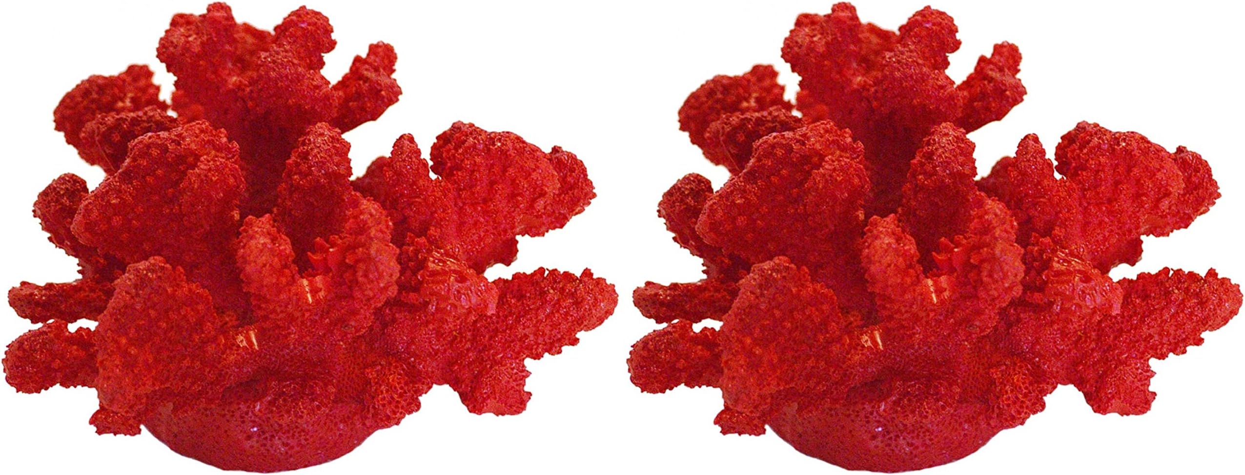 Set of 2 Small Decorative Red Coral Reef Nautical Home Decor Accent - Nautical Beach Decor, Coastal Decor, Sea Coral, Ocean Decor, Beach House