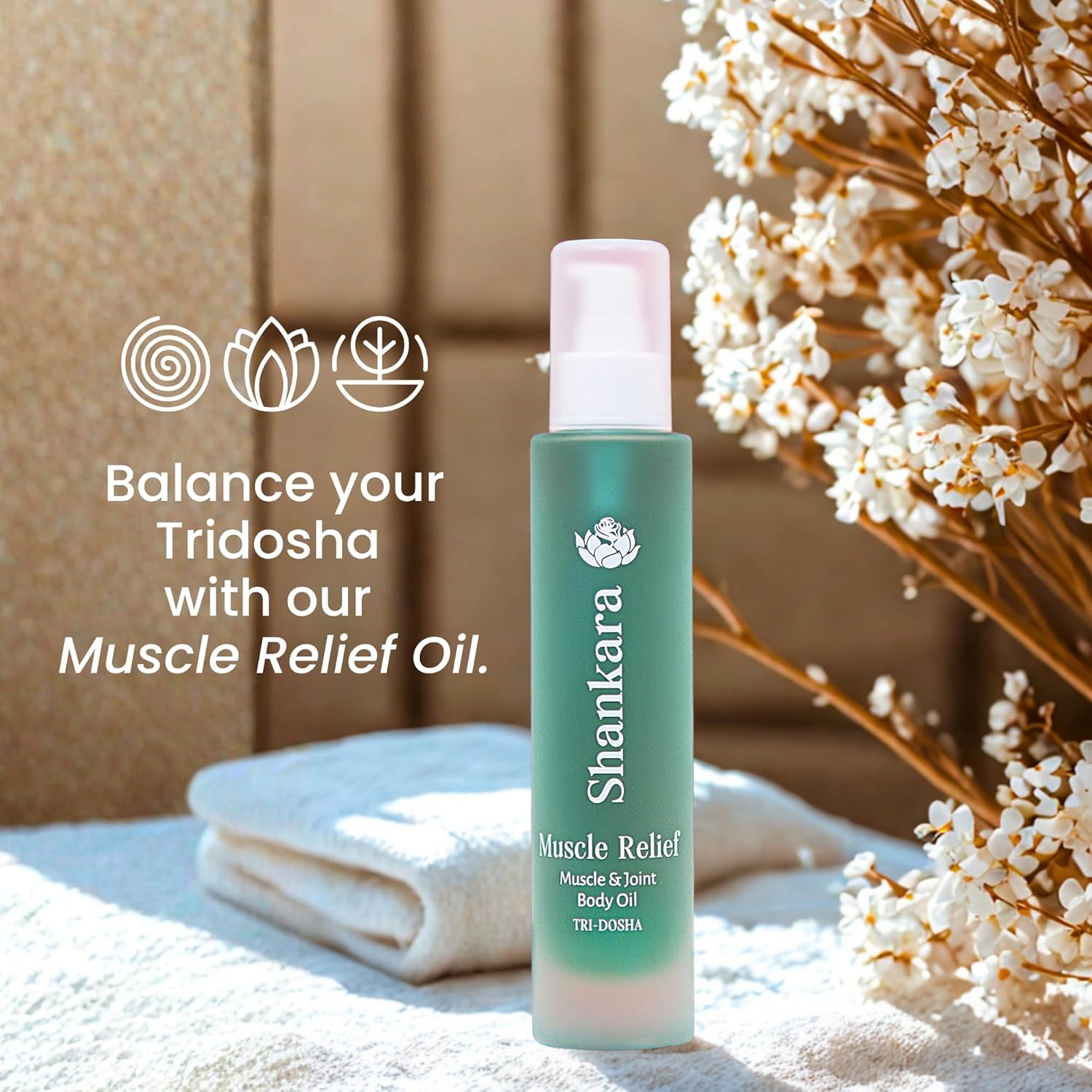 Shankara Muscle Relief Oil – Body Massage Oil for Sore Muscles and Joints with Arnica, Boswelia & Sweet Birch – Gua Sha, Ayurvedic Massage Therapy, Post Gym, Relaxation (100ml)