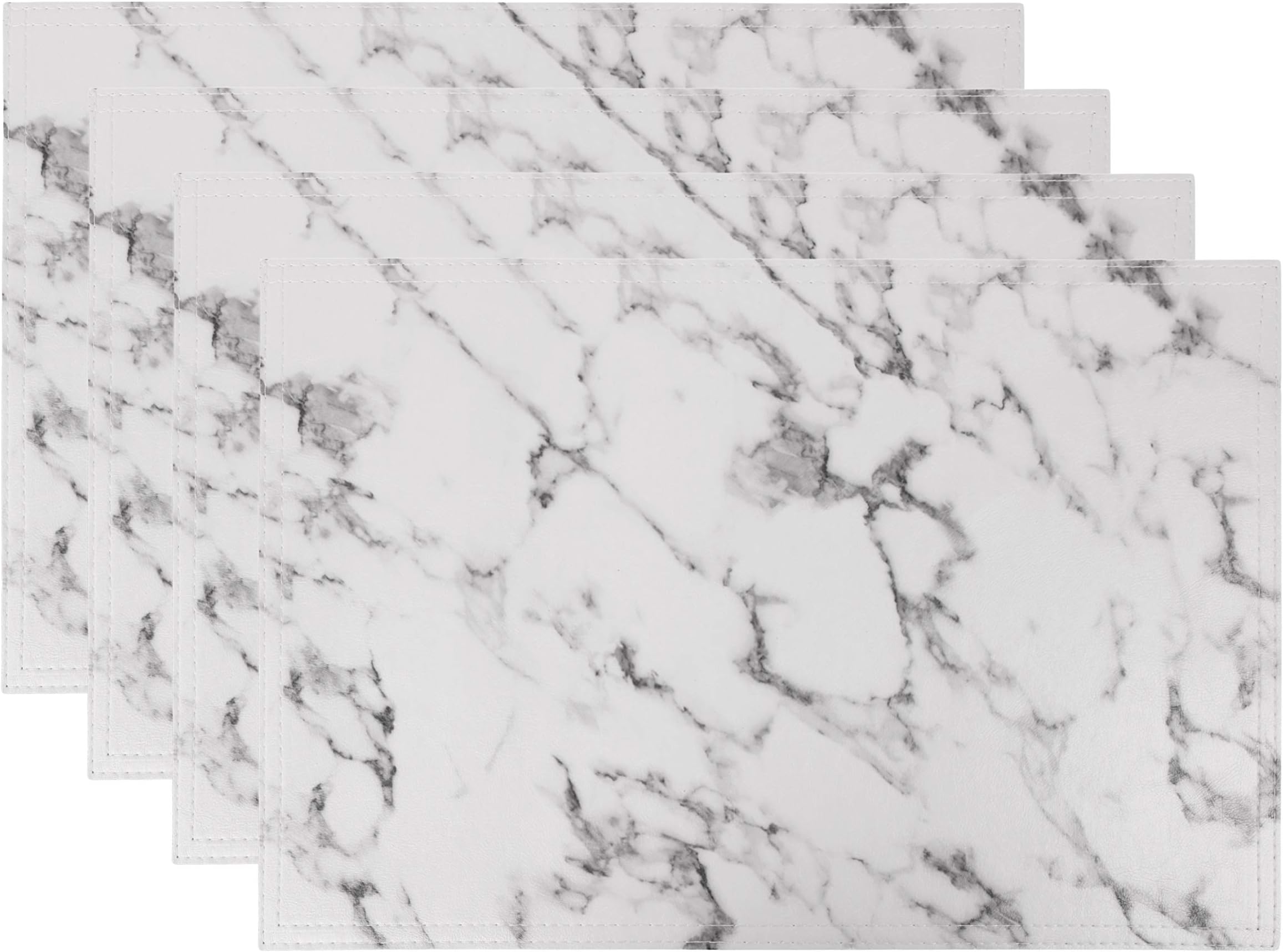 Jovono Marble Faux Laether PU Placemats, Set of 4, Stain Resistant for Dinging Room Kitchen Table Decor