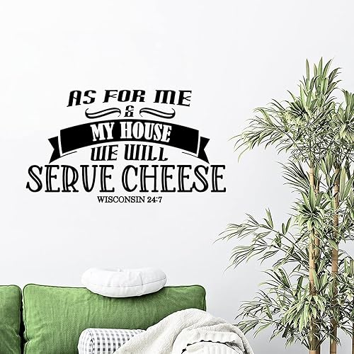 Adhesivo de pared con citas inspiradoras cristianas As for Me  My House We Will Serve Cheese decoración de pared de vinilo extraíble para el hogar