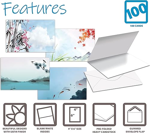 Miniatura 3 de Better Office Products Paquete de 100 tarjetas de felicitación para todas las ocasiones, tarjetas de notas en blanco surtidas, 4 x 6 pulgadas, 6