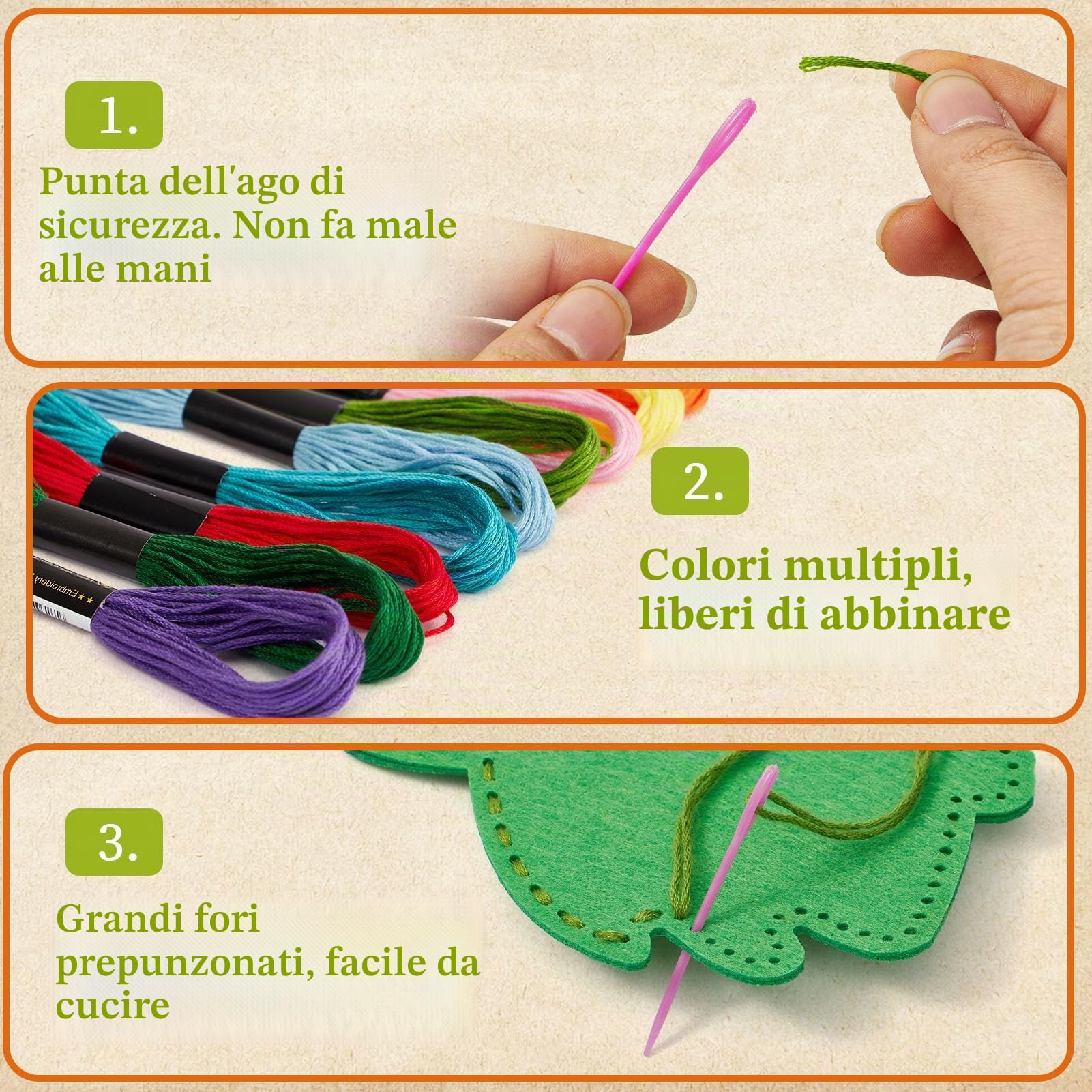Toylink Kit Cucito in Fieltro per Bambini, Kit Lavoretti Creativi per Bambini con 12 Feltro & Fili da Ricamo & Aghi di Plastica, Fai Da Te Regalo Bambina Bambino 6 7 8 9 10 Anni (Mostri)