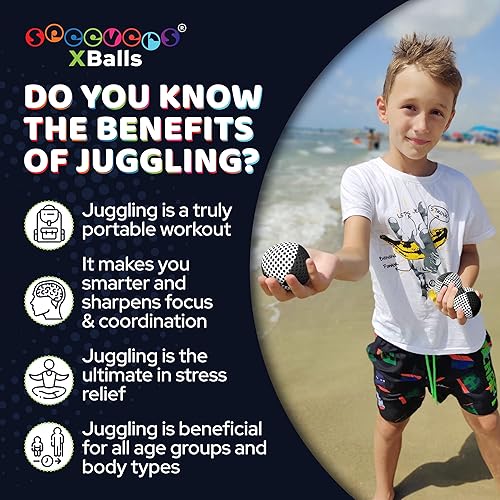 Miniatura 5 de Pelotas para malabarismo Speevers, 3 pelotas para principiantes y profesionales, 14 colores disponibles, 2 capas de red y funda de transporte,