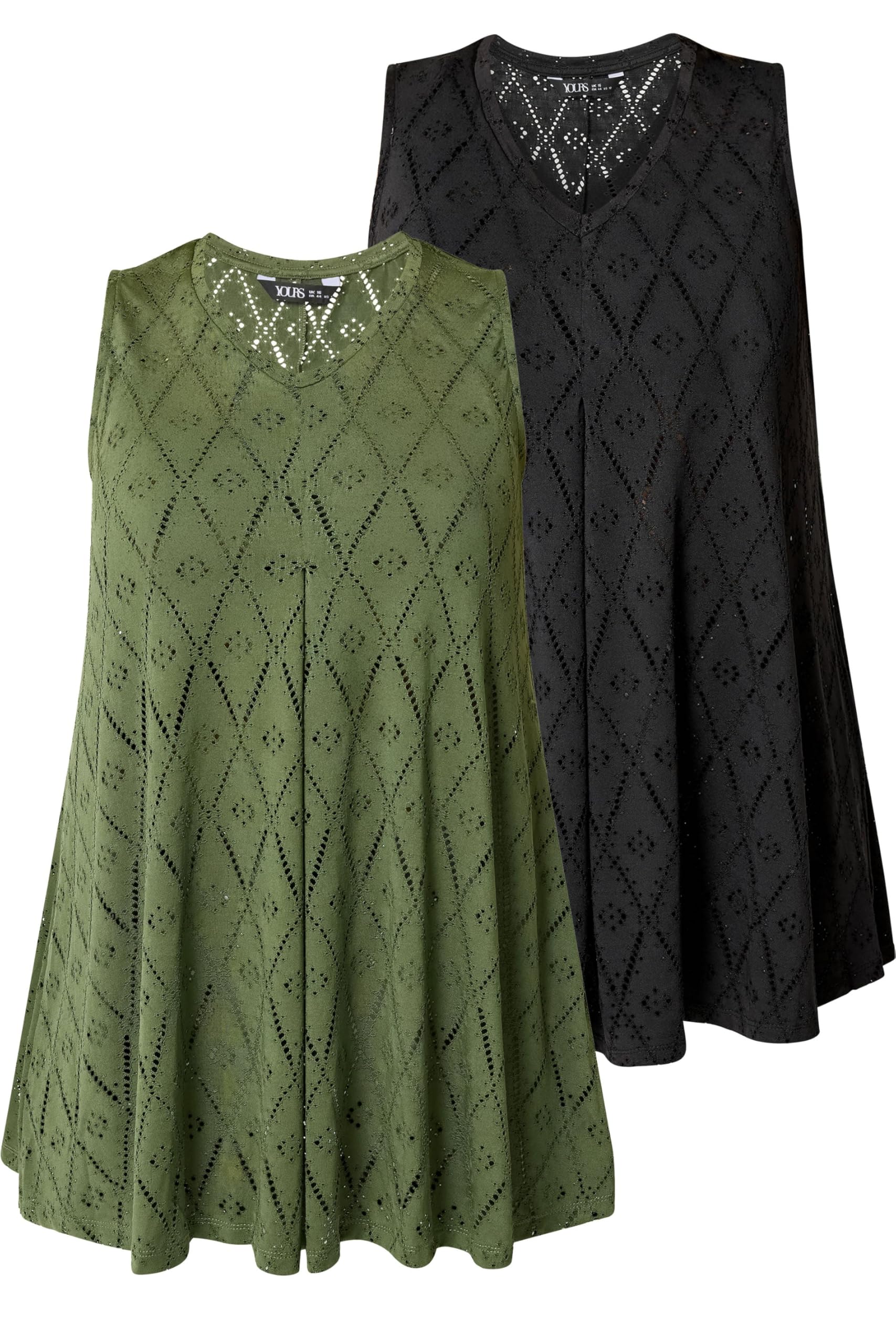 Yours Women's 2 Pack Pointelle Vest Tops | Size: 16