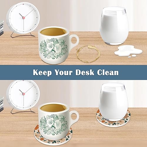 Miniatura 3 de Posavasos para bebidas, juego de 4 posavasos absorbentes, posavasos de cerámica retro de los años 70 con base de corcho, posavasos para protección