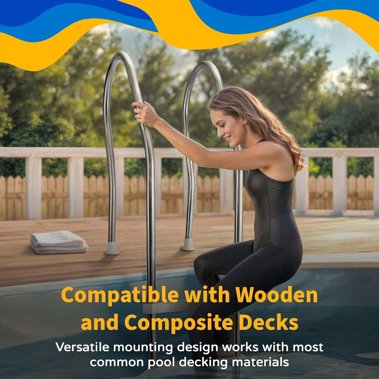 Blue Wave NE1228PR Aluminum Deck Flanges for Above Ground Pool Ladder - Pair