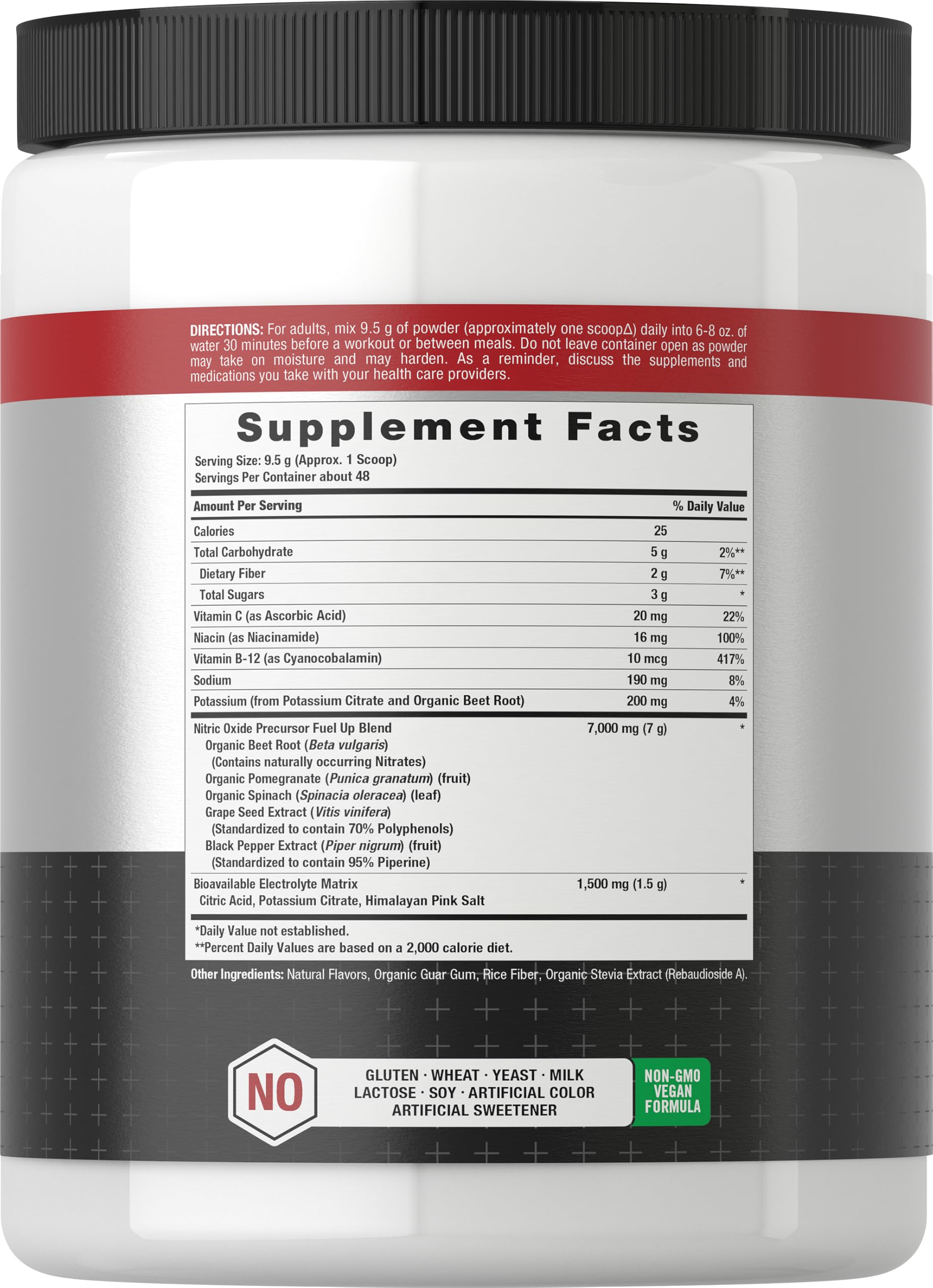 Horbaach Nitric Oxide Powder | 16 oz | Supplement for Men & Women | with Beet Root & Nitrates | Mixed Berry Flavor | Vegan, Non-GMO & Gluten Free — Amazon image 2