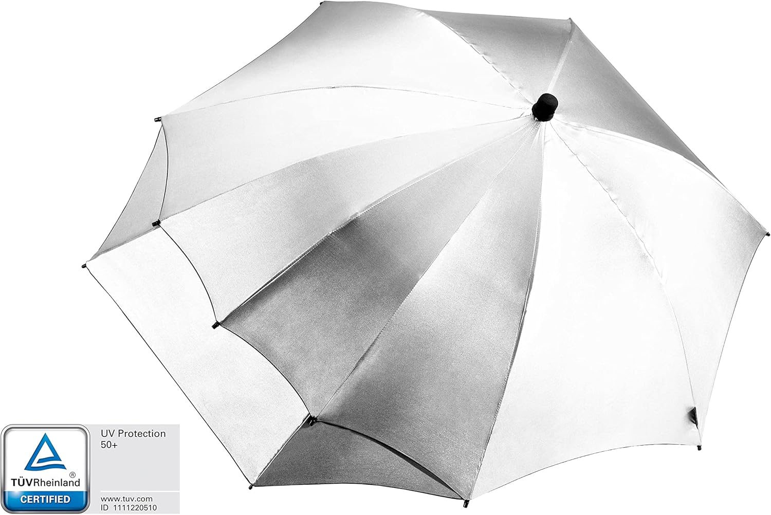 EuroSCHIRM Swing Backpack Lightweight Trekking Umbrella with Pack Canopy Extension, 48”, Fiberglass, 50+ UVP, (Silver)