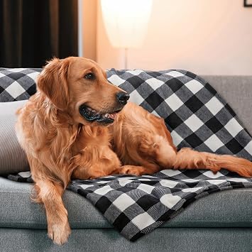 BEDELITE Plaid Fleece Throw Blanket for Couch, Black & White Checkered Flannel Blanket, Cozy & Soft Buffalo Plaid Decor Blanket for Women, Men, 50x60