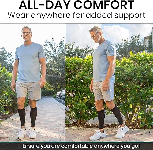 Miniatura 7 de Vive Manga de compresión de pantorrilla para hombres, mujeres (par) - Medias para soporte de férulas de espinilla, alivio de calambres en las