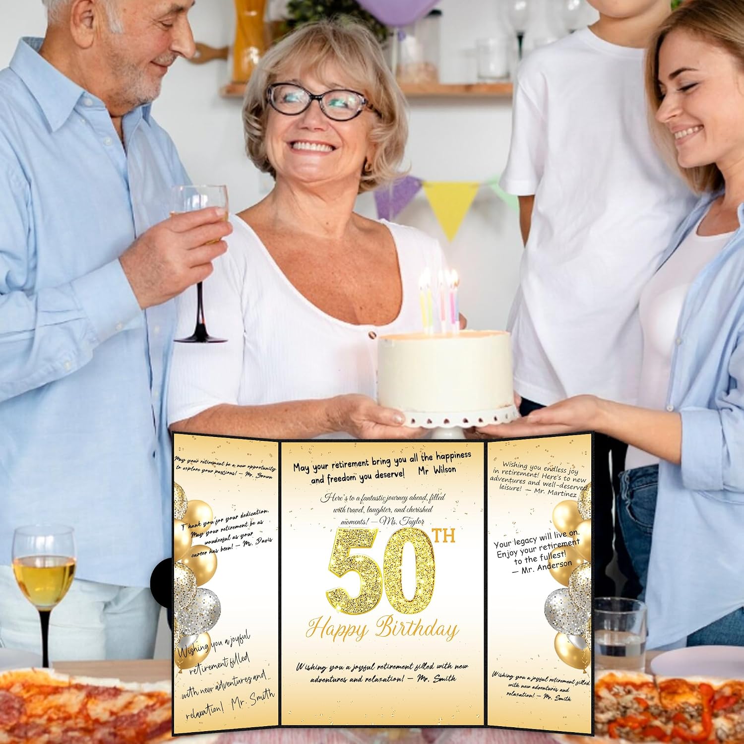 Black Gold 50th Birthday Party Decorations, Happy 50th Birthday Guest Book for Men Women 50th Birthday Signature Guest Book