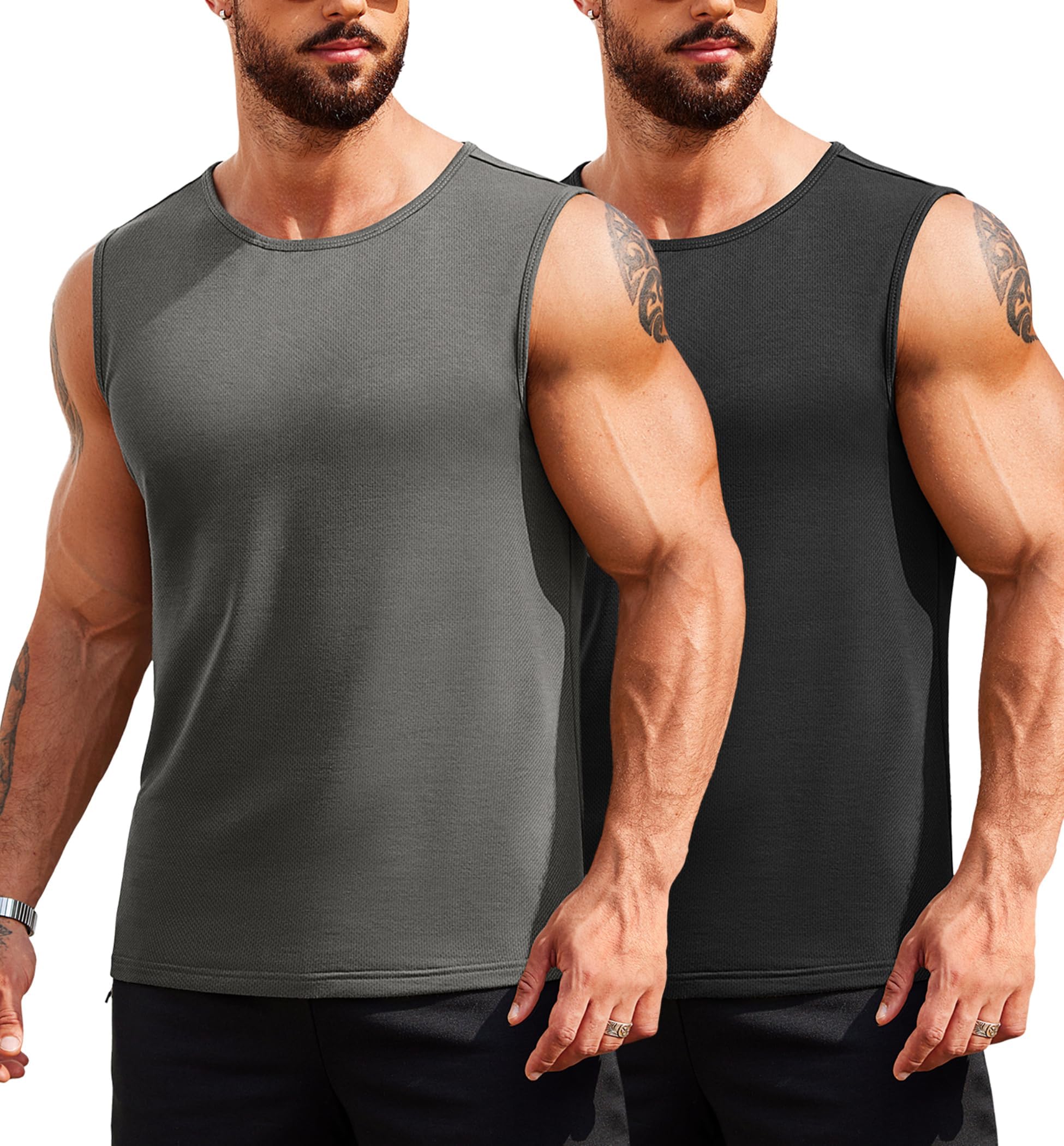 COOFANDY Men's 2 Pack Muscle Sleeveless Shirt Dry Fit Workout Gym Tank Tops
