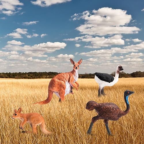 Miniatura 6 de BRETOYIN Juego de 24 piezas de juguetes de valla de animales salvajes con canguro avestruz australiano para niños pequeños preescolares conjuntos de
