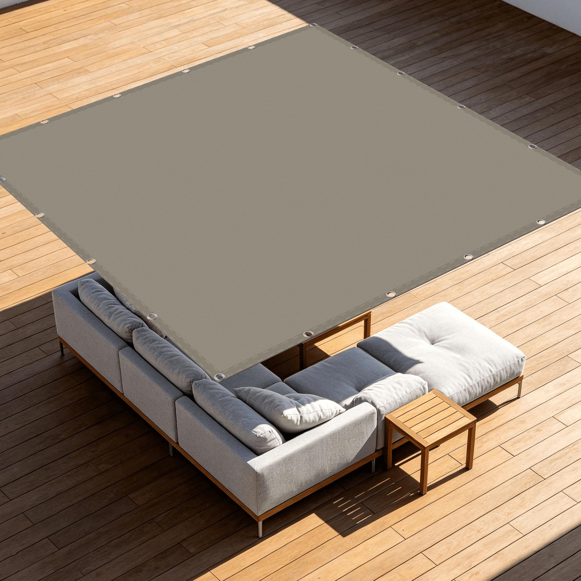 Voile d'ombrage pour patio et balcon bâche de jardin taupe et sable