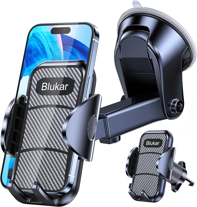 Blukar Car Phone Holder, Adjustable Car Phone Mount Cradle 360° Rotation