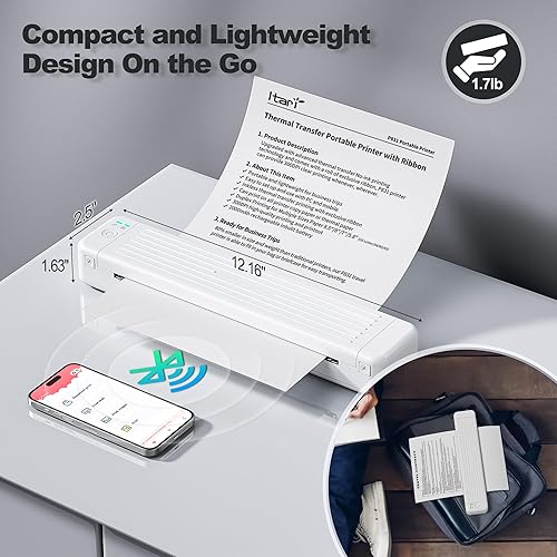 Miniatura 4 de Impresora portátil, impresora inalámbrica Bluetooth P831, impresoras de transferencia térmica sin tinta para papel de impresora de letras y A4,