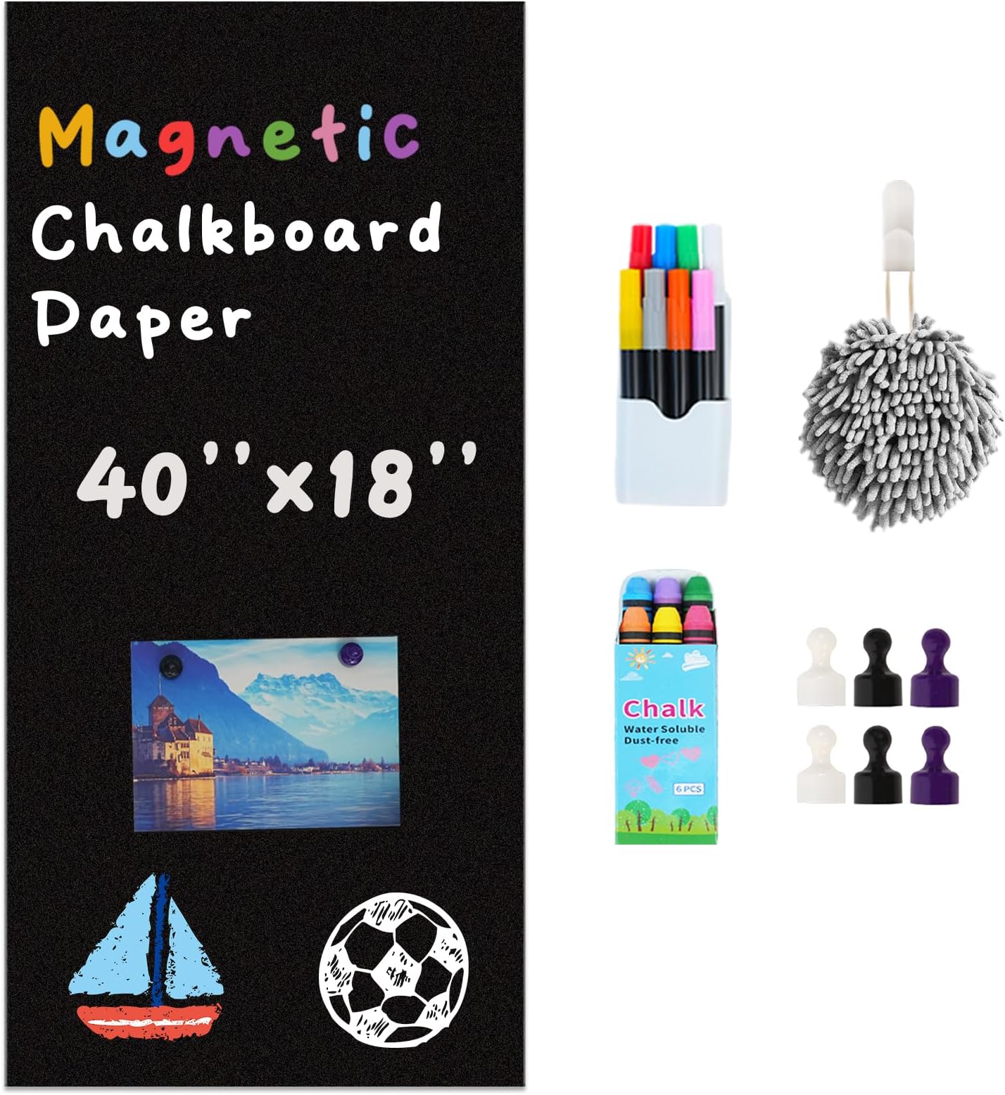 Chalkboard Contact Paper for Wall 40" x 18" Self