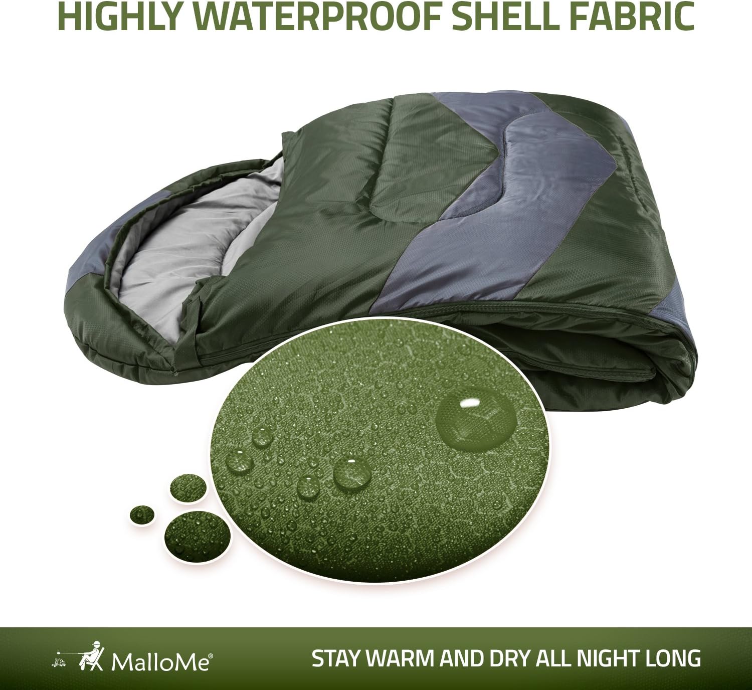 MalloMe Sleeping Bags for Adults Kids & Toddler - Camping Accessories Backpacking Gear for Cold Weather & Warm - Lightweight Equipment with Ultralight Compact Bag - Girls Boys Single & Double Person : Sports & Outdoors
