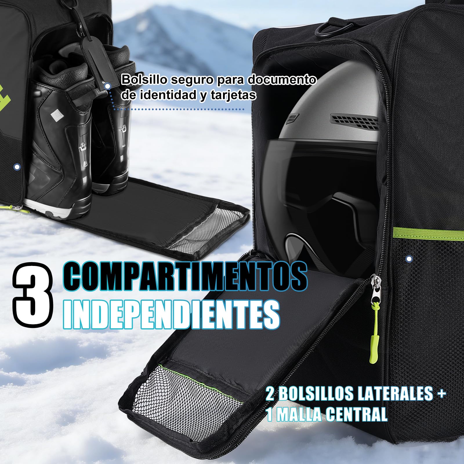 Bolsa Botas Esqui con Sistema Ventilación de Malla y Refuerzo EVA 40L