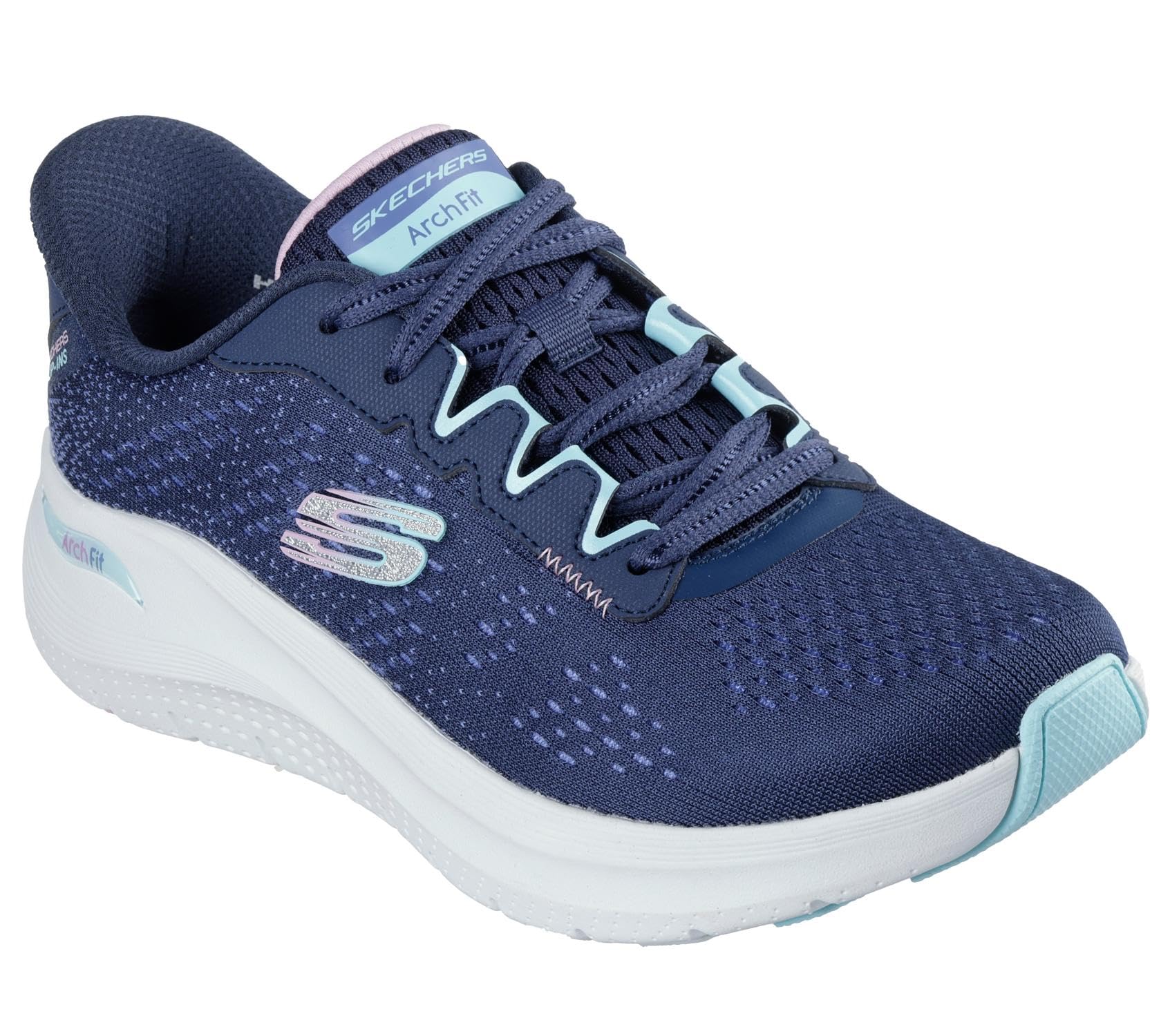 Skechers (Blue, 4 (Adults')) Arch Fit 2.0 Fresh Pace Textile Women's Navy/Multi Trainers