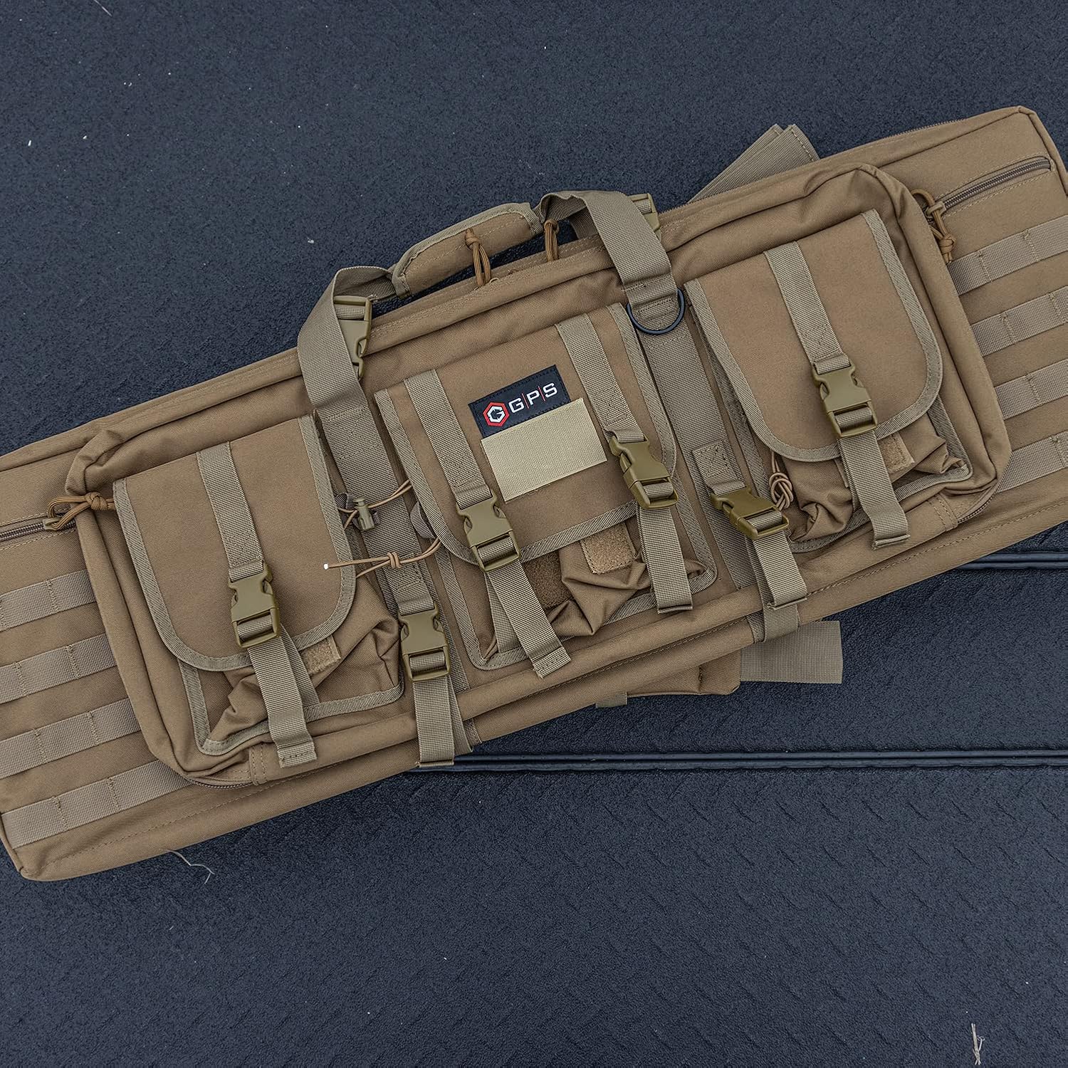 G.P.S. G. Outdoor Products 36" Double Soft Rifle Case - 36" L x 12.75" H x 9" W | Adjustable Durable Convenient Shooting Gear Storage w/MOLLE, Tan
