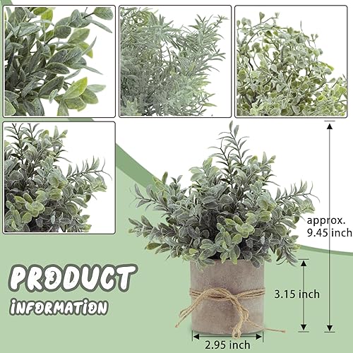 Miniatura 3 de PENGYEE 4 plantas artificiales pequeñas para decoración del hogar, pequeñas plantas falsas para interiores, juego de plantas de plástico en maceta