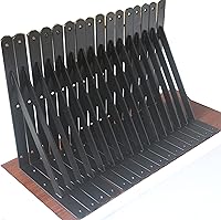 MHMYDZ 12 Pack 12x8 Inch Heavy Duty Black Shelf Brackets with Screws - 240lb Support L Brackets for Floating Shelves DIY