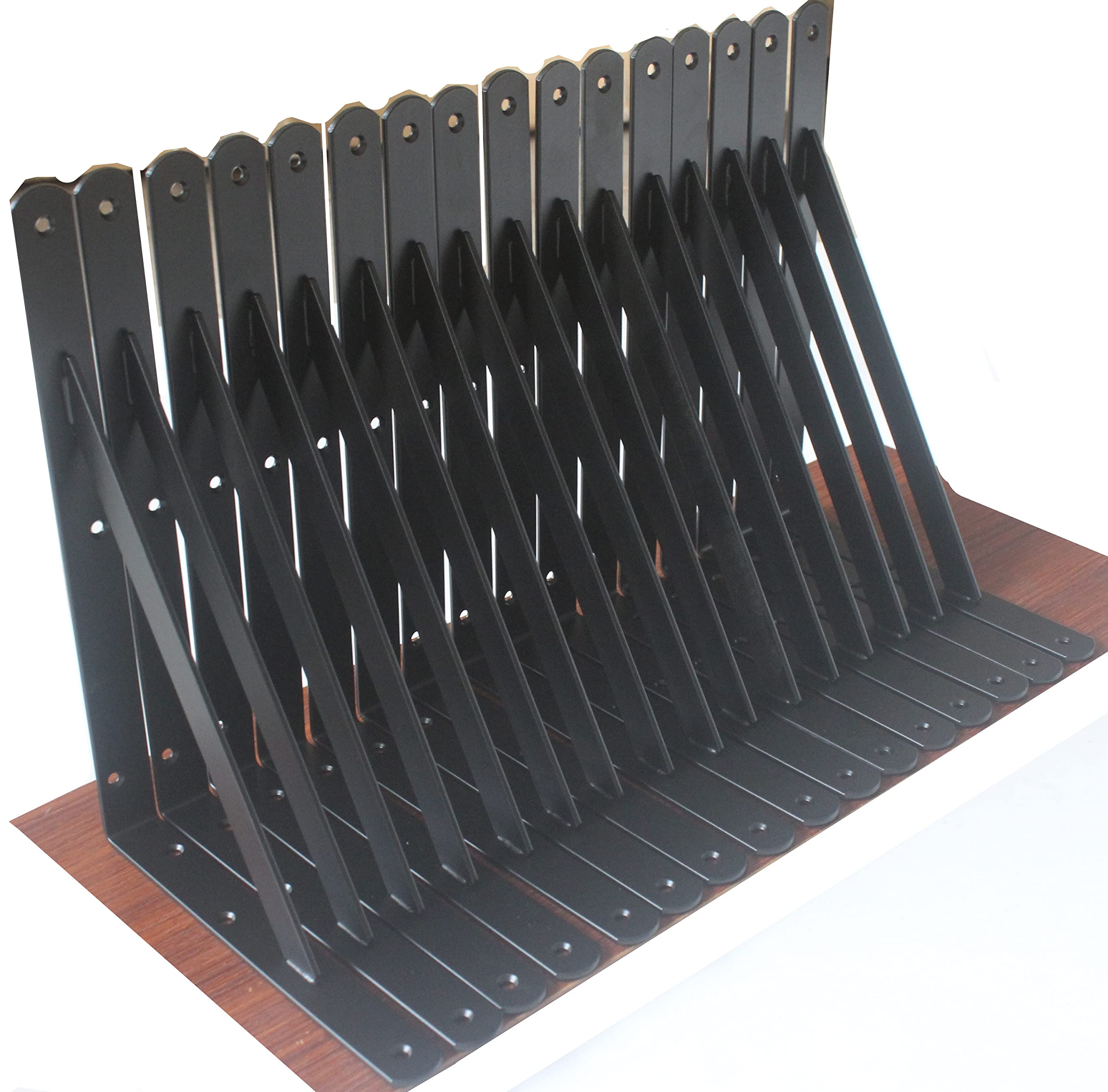 12 Pack L12 x H 8" Black Heavy Duty Shelf Brackets with Screws Metal Shelf Brackets Shelf Support Angle Brackets for Shelves L Brackets Heavy Duty Floating Shelf