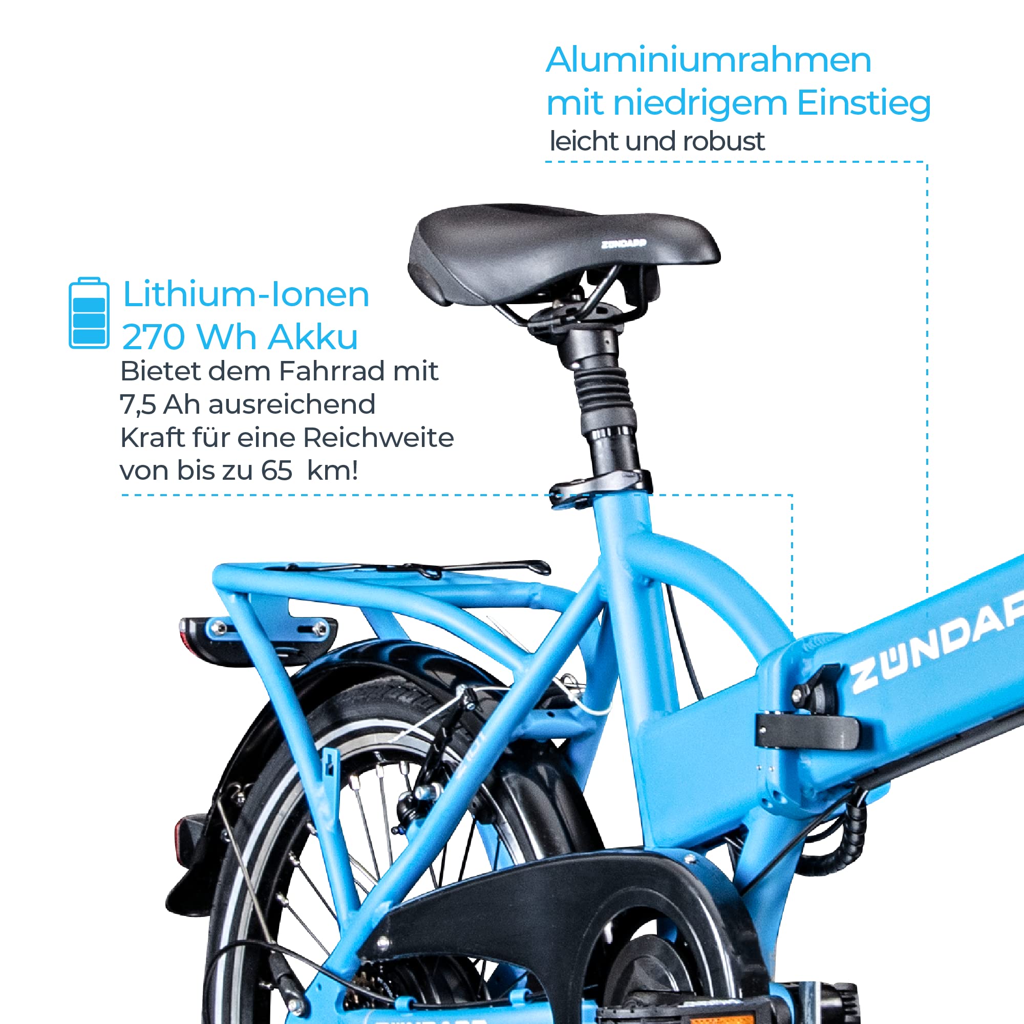 ZÜNDAPP Z101 E Bike 20 Zoll Klapprad für Erwachsene 150-180 cm Elektro Fahrrad 6 Gänge Klappfahrrad Pedelec mit Beleuchtung StVO Faltrad Cityrad faltbar