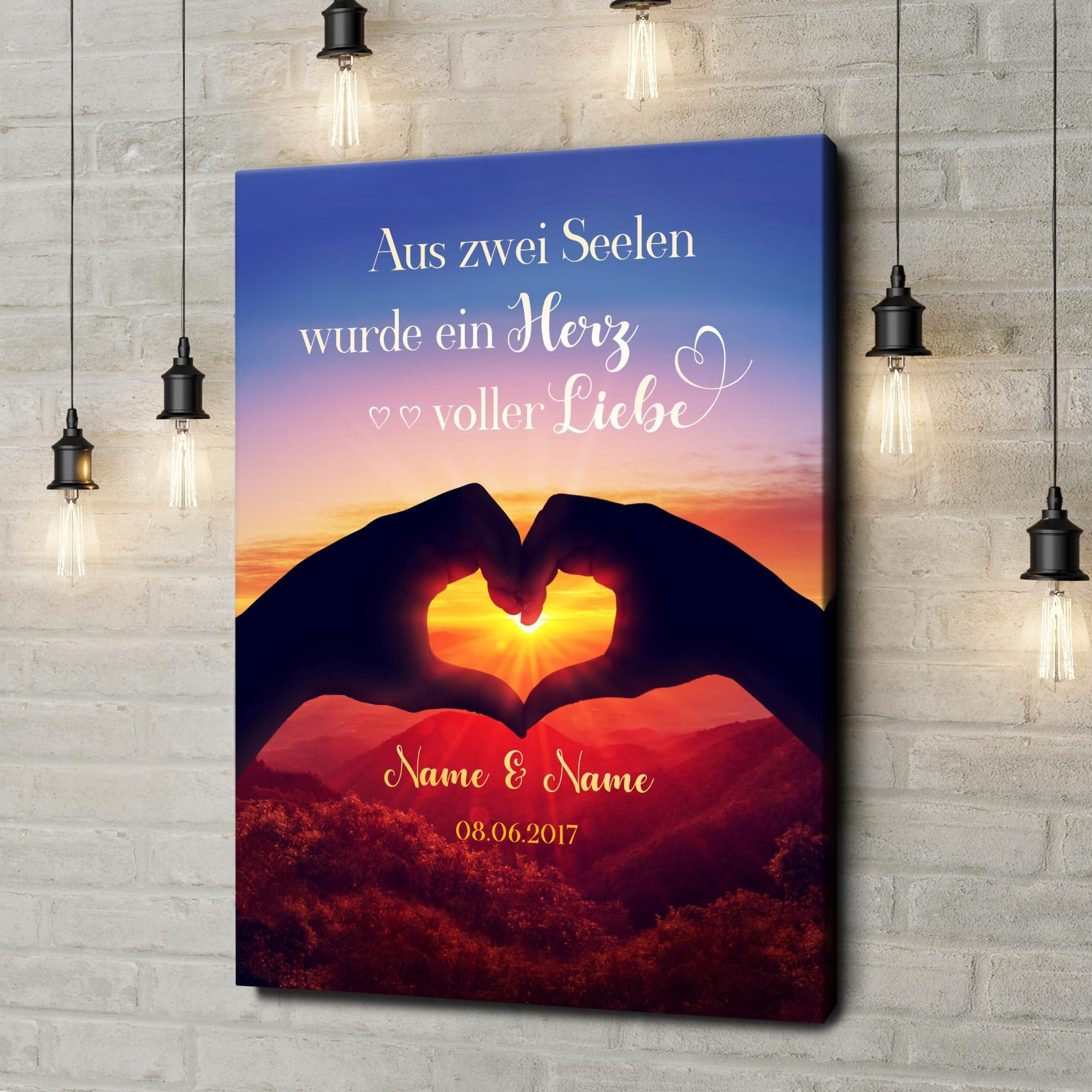 Liebesleinwand Personalisierte Geschenke | Leinwandbild Geschenk für sie und ihn zum Geburtstag, Hochzeitstag, Jahrestag gestalten | Herzensblick