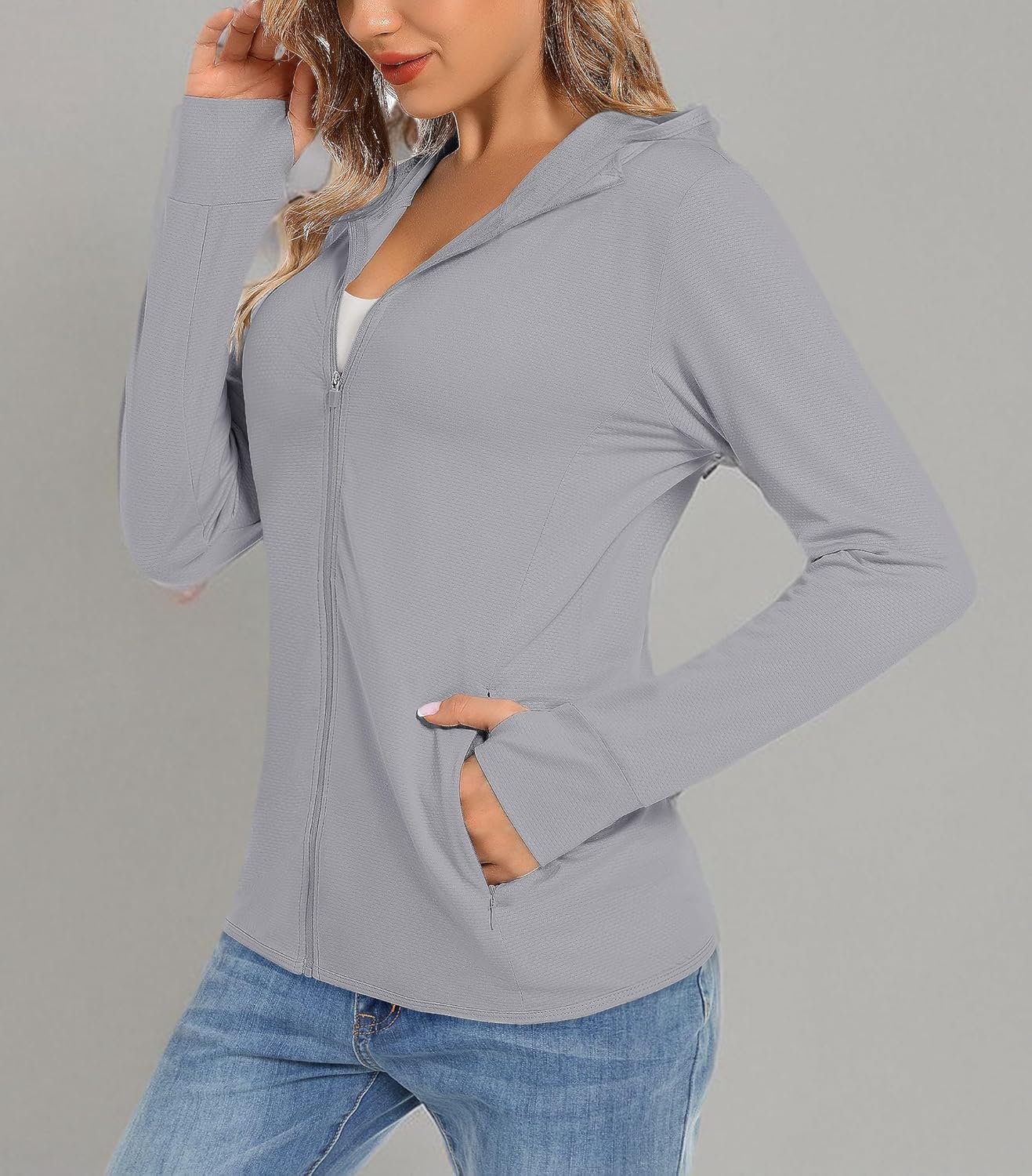 TACVASEN Women's Sun Hoodies Lightweight Jacket for Women Zip Up UPF 50+ UV Shirt Long Sleeves - Image 8