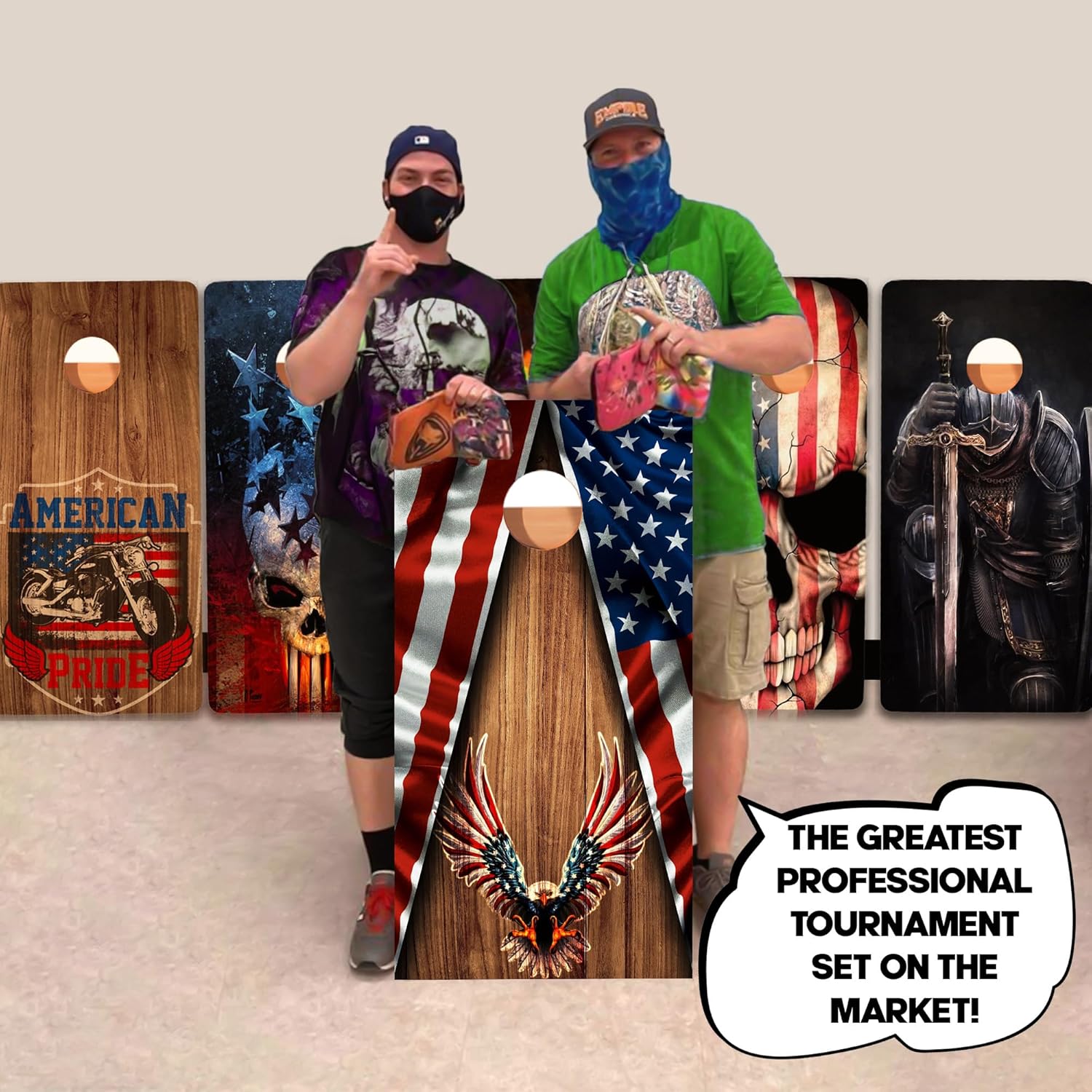 CornholeGamesUSA Pro Cornhole Boards Set | Made in USA | 3/4 Baltic Birch | No Bounce | Triple Thick Legs | Two Brace & Handles, Tournament 2x4 Regulation Set with Score Tower & Cornhole Bags