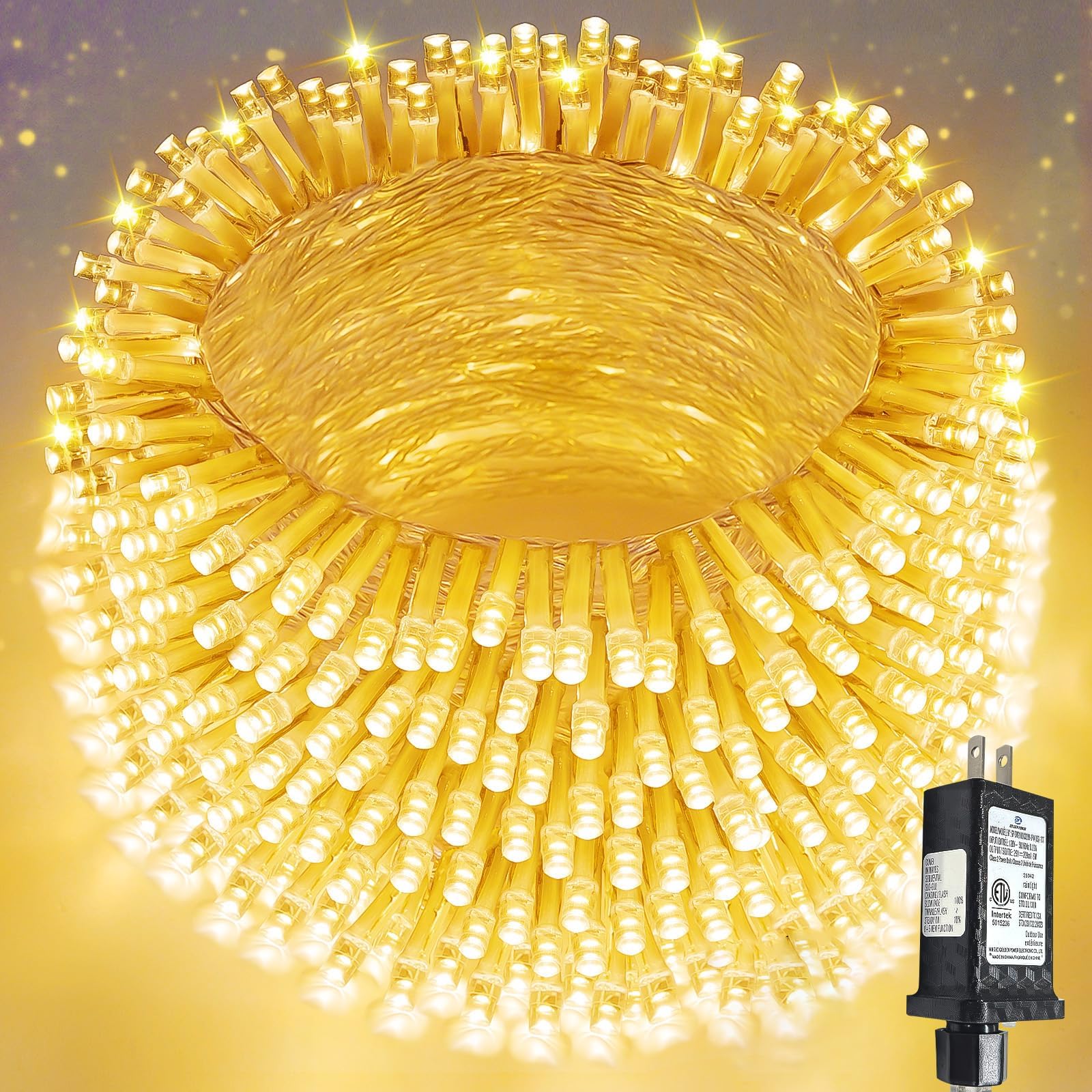 Super-Long 180FT 500 LED Christmas String Lights Indoor Outdoor,13 Modes Warm White Christmas Lights Waterproof, Twinkle Fairy Lights Plug in Clear Wire for Christmas Tree Bedroom Wedding Party
