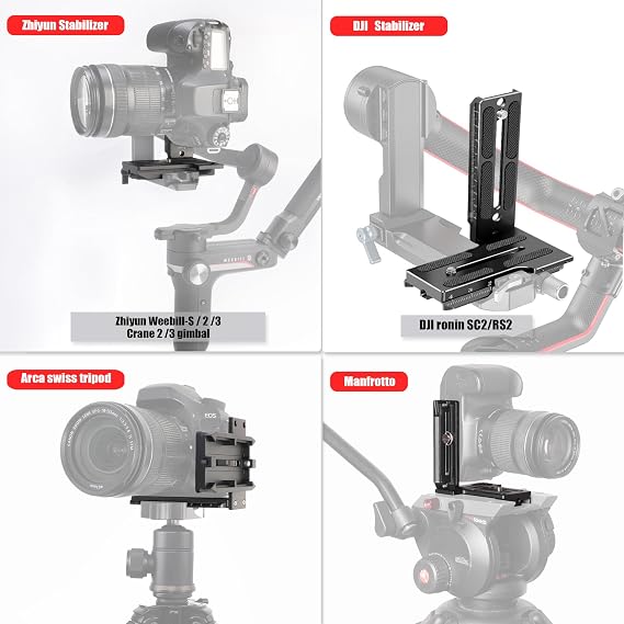 Fotga L-Shape Bracket Vertical Camera Quick Release Mount Plate for Zhiyun Crane 2 3 LAB Weebill 2 3 Weebill-S Gimbal Stabilizer DJI Ronin SC2 RS2 RS3 RS4 Compatible with Manfrotto Tripod Ball Head