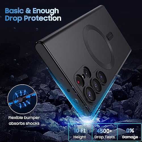 Miniatura 3 de Funda mate para Samsung Galaxy S22 Ultra, compatible con MagSafe, funda magnética delgada con protector de lente de cámara integrado, carcasa a