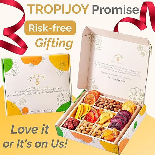 Miniatura 9 de Cestas de regalo de frutas secas para mujer, 10 cajas surtidas tropicales gourmet, cesta de frutas secas suaves de 18 onzas, regalos de alimentos de