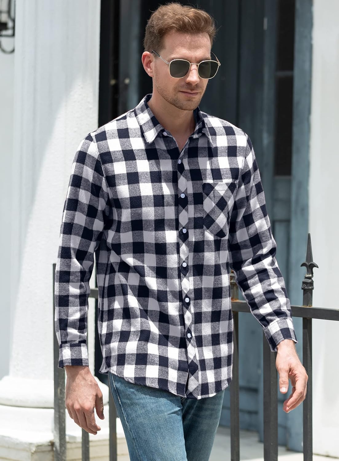 Betusline Boy and Men Button Down Plaid Shirt - Image 3