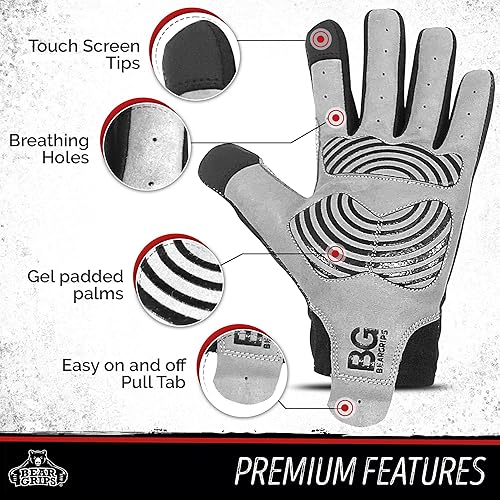 Miniatura 2 de Bear Grips Guantes de levantamiento de pesas para hombres y mujeres Guantes de levantamiento de medio dedo Guantes de entrenamiento de dedo