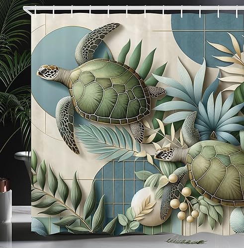 Miniatura 10 de Cortina de regadera de mundo marino, peces, estrellas de mar, formato arte moderno, decoraciones temáticas para niños para baño del hogar, Marrón