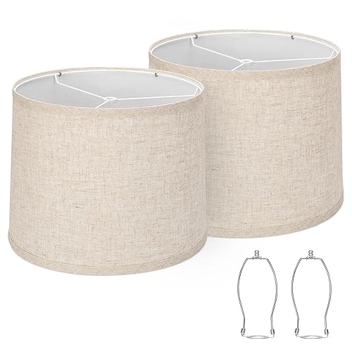 Lampshades Set of 2, Drum Lampshades 11.6" Top x 12.6"